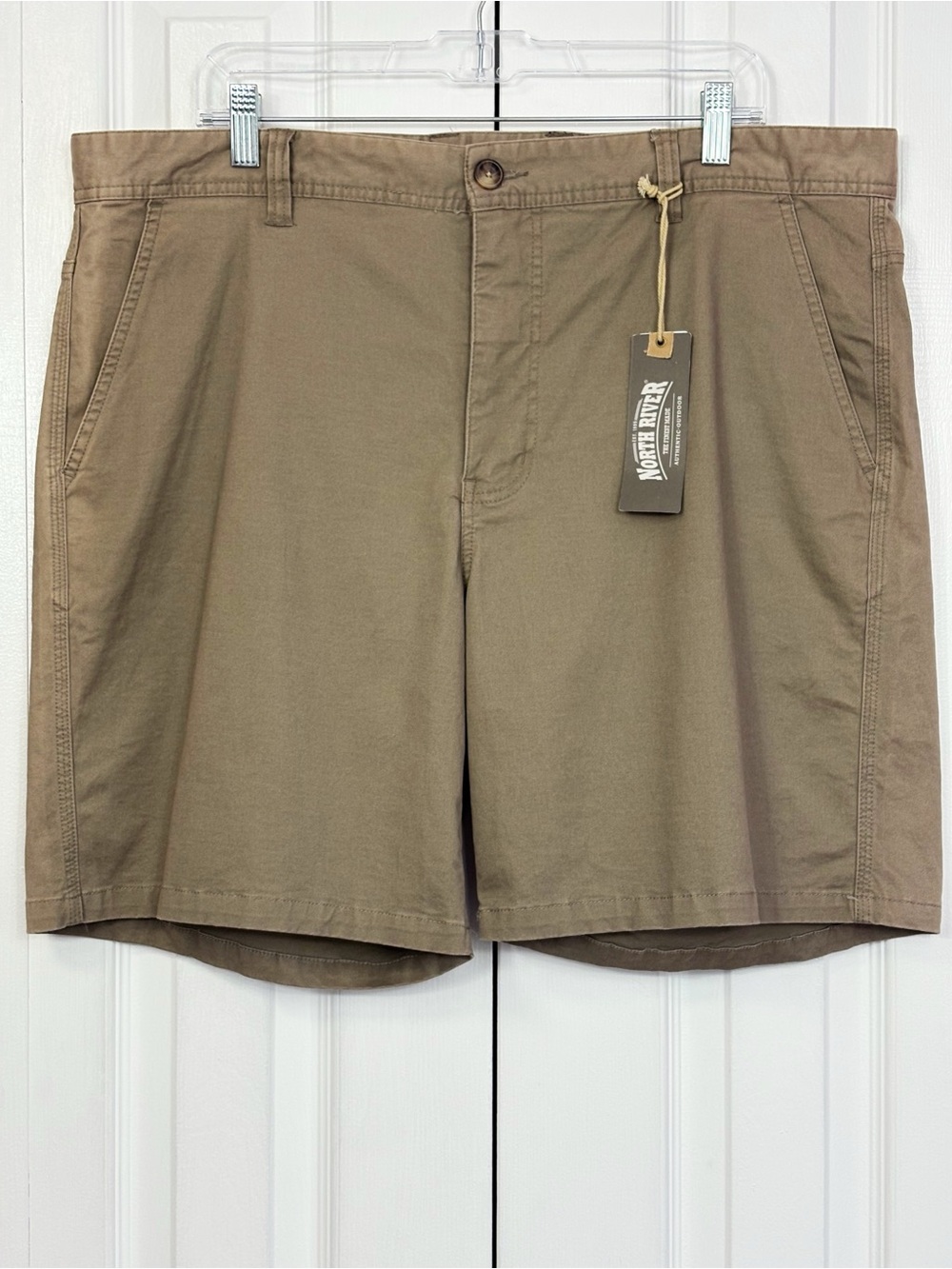 NWT North River Dark Khaki Brown Four-Pocket Outdoor Chino Shorts 38